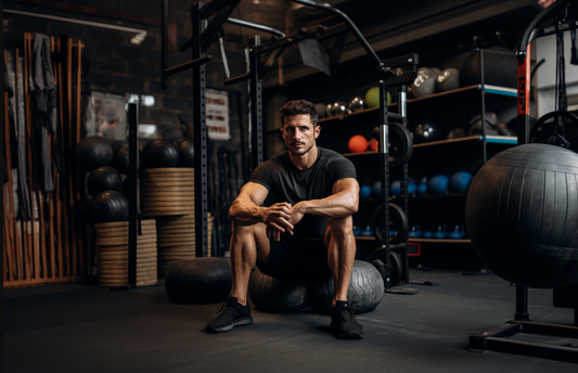Man at gym thinking about creatine monohydrate